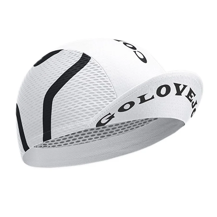GOLOVEJOY XMZ287 Anti-UV Breathable Hat Cycling Skull Cap Under Helmet Liner with Sun Visor - White