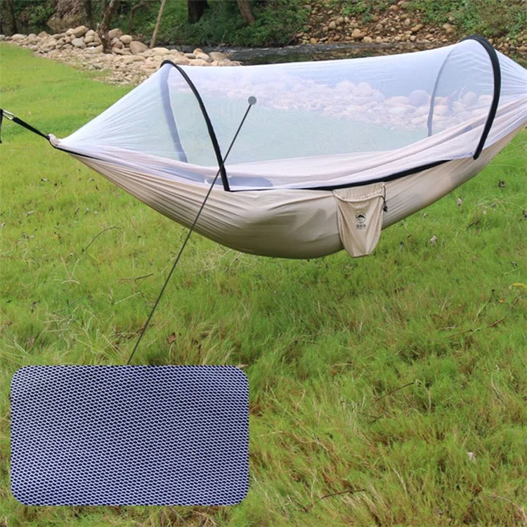 Hamac de camping avec moustiquaire, lit suspendu pour 2 personnes, taille déployée : 260x140cm - Kaki