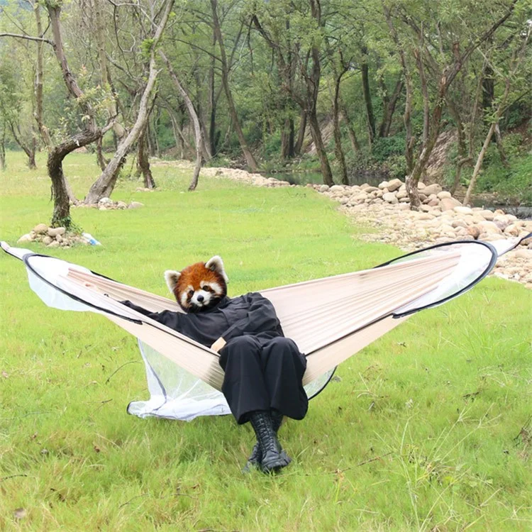 Hamac de camping avec moustiquaire, lit suspendu pour 2 personnes, taille déployée : 260x140cm - Kaki