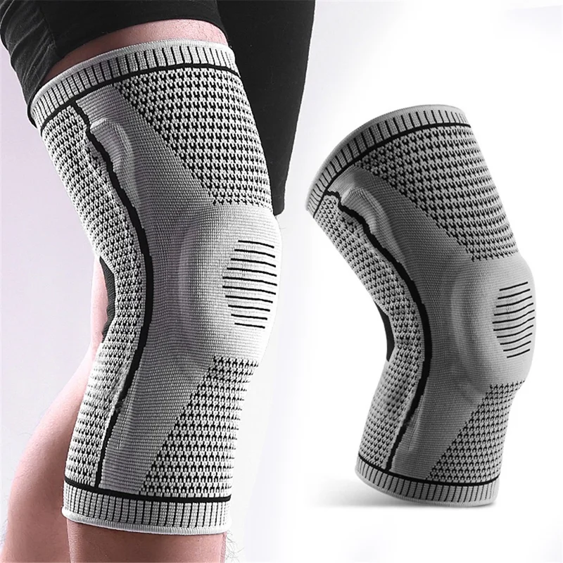KYNCILOR AB066 Knee Brace Knee Compression Sleeve Support for Men and Women Compression Breathable Knee Pads - Grey//L