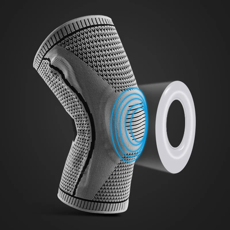 KYNCILOR AB066 Knee Brace Knee Compression Sleeve Support for Men and Women Compression Breathable Knee Pads - Grey//L