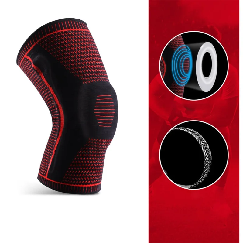KYNCILOR AB066 Knee Brace Knee Compression Sleeve Support for Men and Women Compression Breathable Knee Pads - Red//L