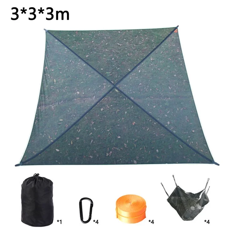 Hamac carré de camping, taille déployée : 3x3x3m - Noir