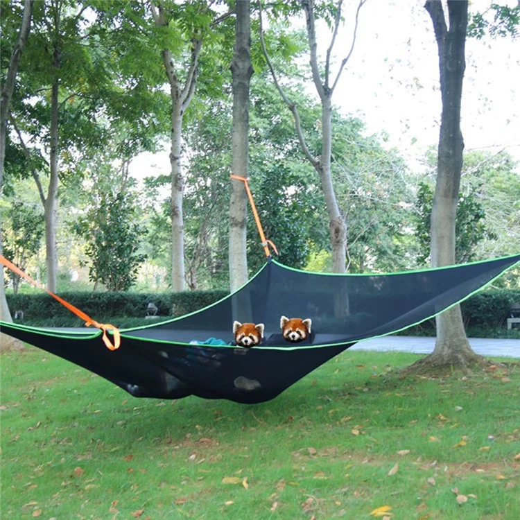 Hamaca cuadrada para acampar, cama colgante, tamaño desplegado: 4x4x4m - Negro