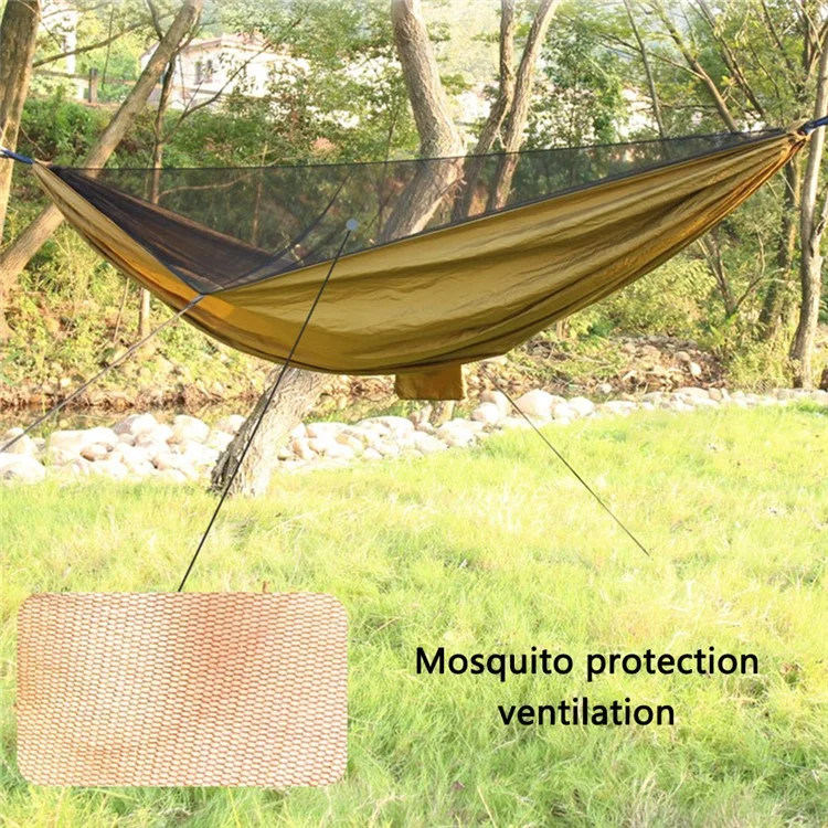 260x140cm Tree Hanging Hammock Camping Bedding with Mosquito Net - Camel
