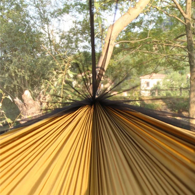 260x140cm Tree Hanging Hammock Camping Bedding with Mosquito Net - Camel