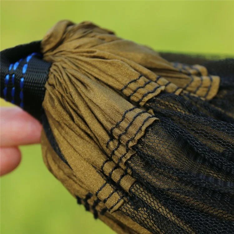 260x140cm Tree Hanging Hammock Camping Bedding with Mosquito Net - Camel