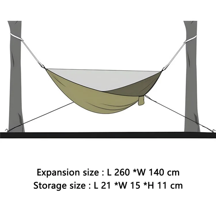 260x140cm Tree Hanging Hammock Camping Bedding with Mosquito Net - Camel