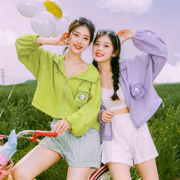 GOLOVEJOY FSY14 Summer UPF 50+ Sun Protection Jacket Long Sleeve Clothing Hoodie Sun-Proof UV Shirt - Beige / S