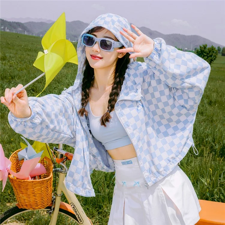 GOLOVEJOY FSY16 UPF 50+ Sun Protection Jacket Hoodie Clothing Summer Ice Silk Shirt - Short / Pink / S