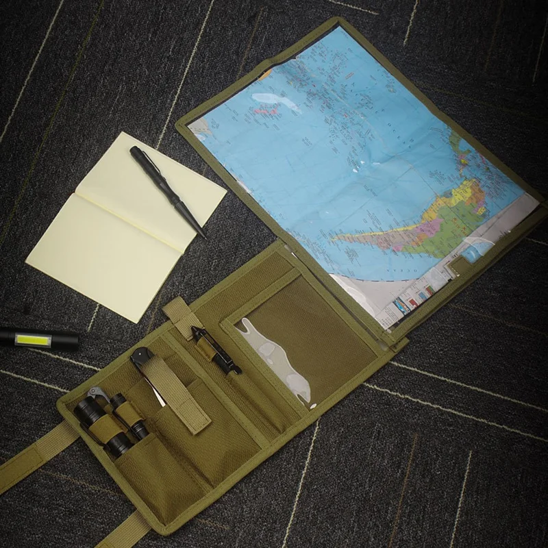 H276 Oxford Cloth+TPU Map Case Tactical Notebook Military Hiking Waterproof Map Storage Bag - Camouflage