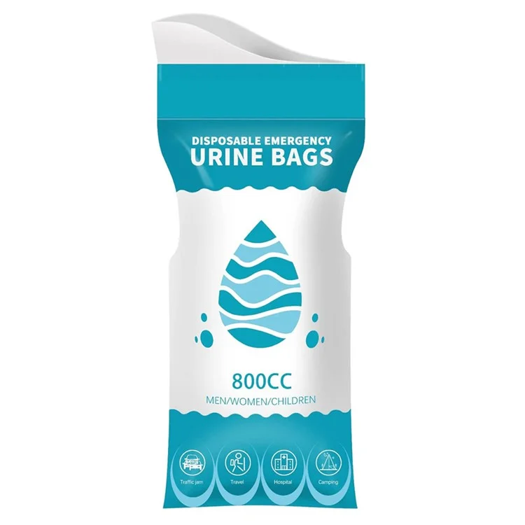 EM-16422 33x13.2cm Emergency Disposable 800cc Urinal Bag with Cotton Pad for Traffic Jams Camping Hiking