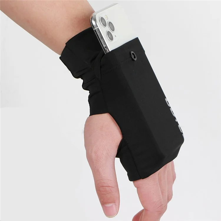 Outdoor Sports Handytasche Handschuh Beutel Karten Schlüssel Aufbewahrungstasche mit Daumenöffnung - Schwarz M / Linke Hand