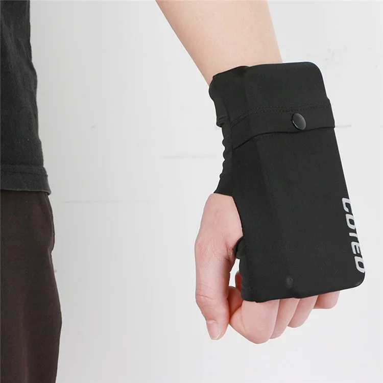 Outdoor Sports Handytasche Handschuh Beutel Karten Schlüssel Aufbewahrungstasche mit Daumenöffnung - Schwarz M / Linke Hand