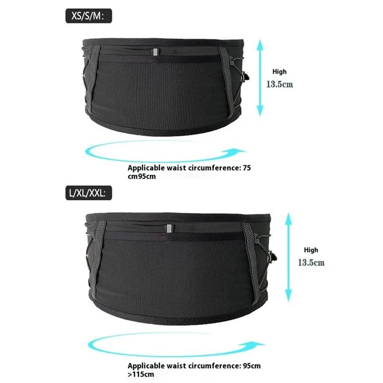 2309 Outdoor Sports Multiple Pockets Waist Bag Reflective Running Fanny Pack - Schwarz+XS / S / M