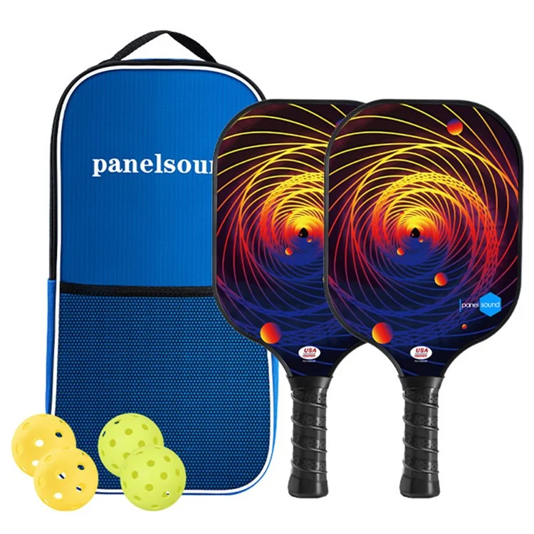 1 Par de Raquetes de Pickleball 4 Bolas Conjunto Alça Ergonômica Pickleball Raquetes Bolas Kit - Vermelho