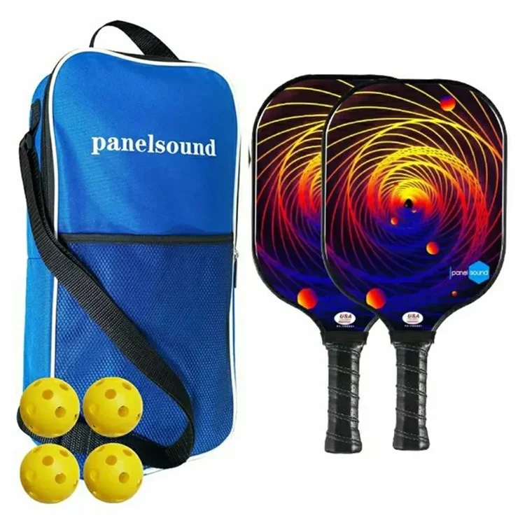 1 Par de Raquetes de Pickleball 4 Bolas Conjunto Alça Ergonômica Pickleball Raquetes Bolas Kit - Vermelho