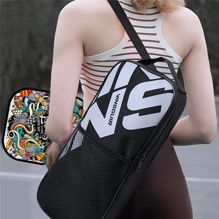 VINSGUIR 1 Par de Raquetes de Pickleball de Fibra de Vidro com 4 Bolas e Bolsa de Armazenamento - Graffiti