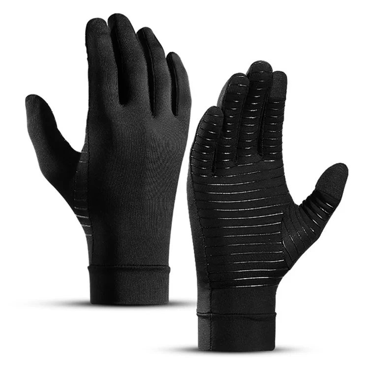 Kyncilor A0047 1pair Glants de Compression à Doigt Complet Protecteur D'arthrite Pour Femmes / Hommes Soulage Les Gants de Douleur Avec Des Conseils à Écran Tactile Pour Gonfler Les Rhumatoïdes - S