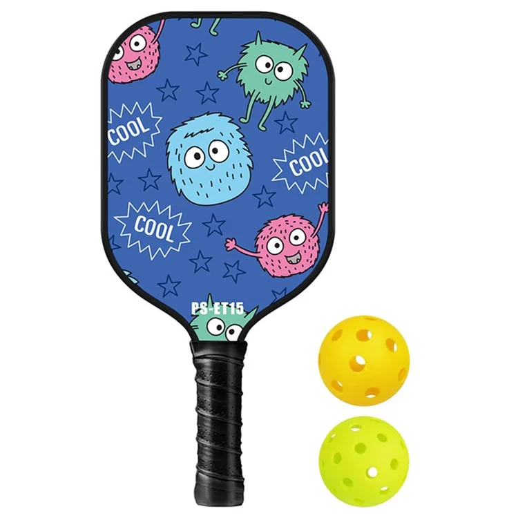 Desenho Cartoon Design Kids Fiberglass Pickleball Racket com 2 Bolas - PS-ET15