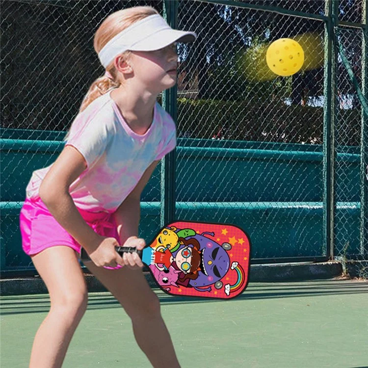 Desenho Cartoon Design Kids Fiberglass Pickleball Racket com 2 Bolas - PS-ET15