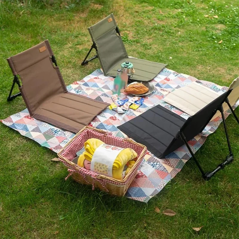 Aluminum Alloy+Oxford Cloth Chair Seat Cushion Recliner for Outdoor Camping Picnic - Army Green