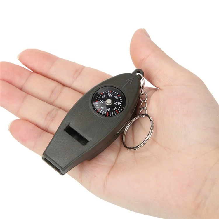 AOTU Outil de survie multifonction 4 en 1 avec sifflet, boussole, loupe et thermomètre