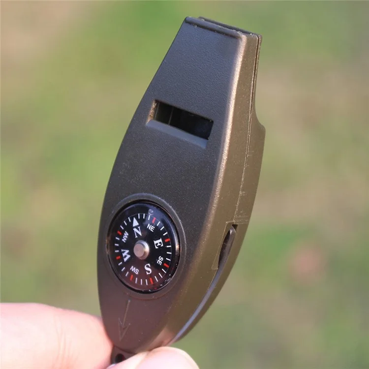AOTU Outil de survie multifonction 4 en 1 avec sifflet, boussole, loupe et thermomètre