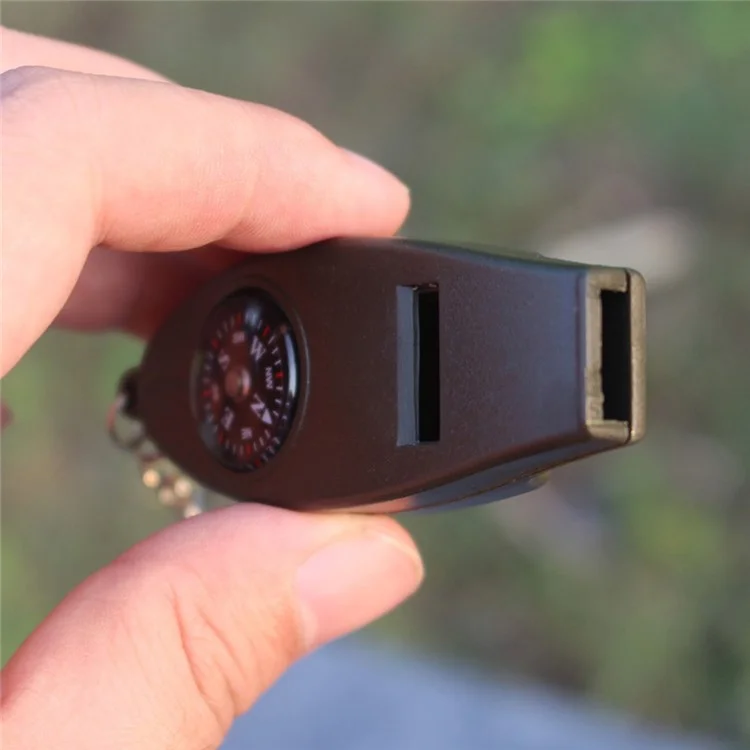 AOTU Outil de survie multifonction 4 en 1 avec sifflet, boussole, loupe et thermomètre