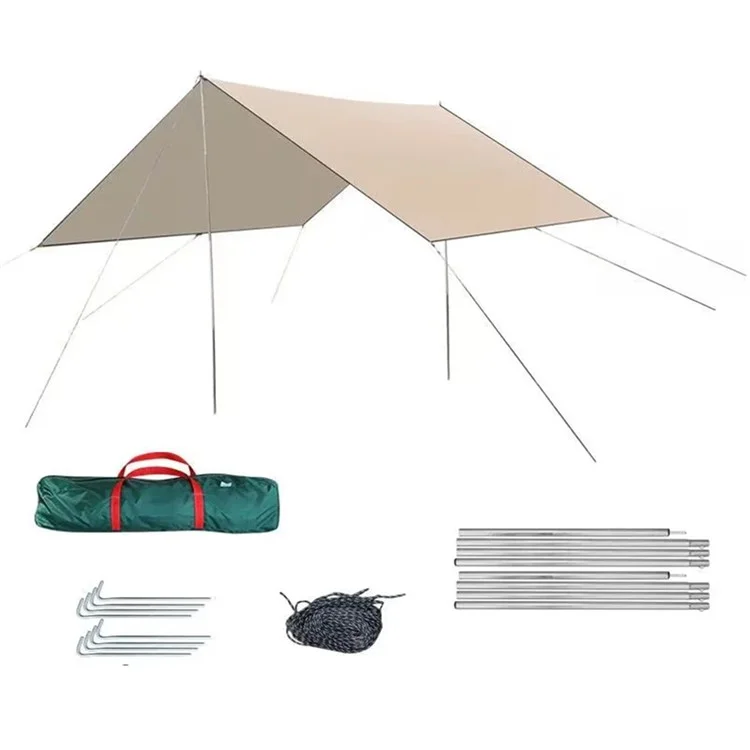 Tarp de tente de camping 3x3m en tissu Oxford 210D – Abri de soleil pour pique-nique, fête en plein air - Or