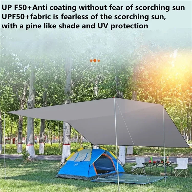 Tarp de tente de camping 3x3m en tissu Oxford 210D – Abri de soleil pour pique-nique, fête en plein air - Or