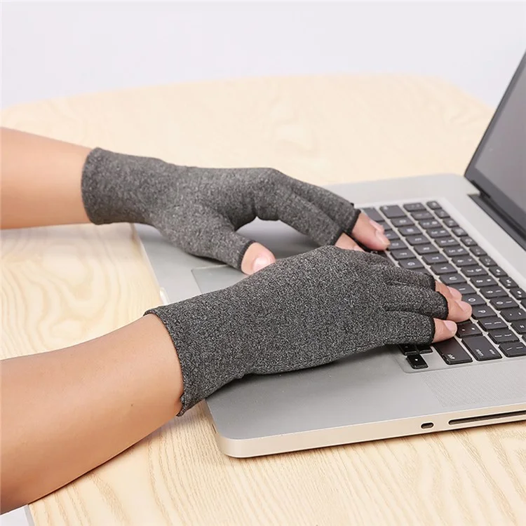KYNCILOR A0045 One Pair Compression Arthritis Gloves Men's Women's Fingerless Gloves Hand Protector Gloves for Computer Typing and Daily Work Relieve Pain from Rheumatoid, RSI, Carpal Tunnel - L