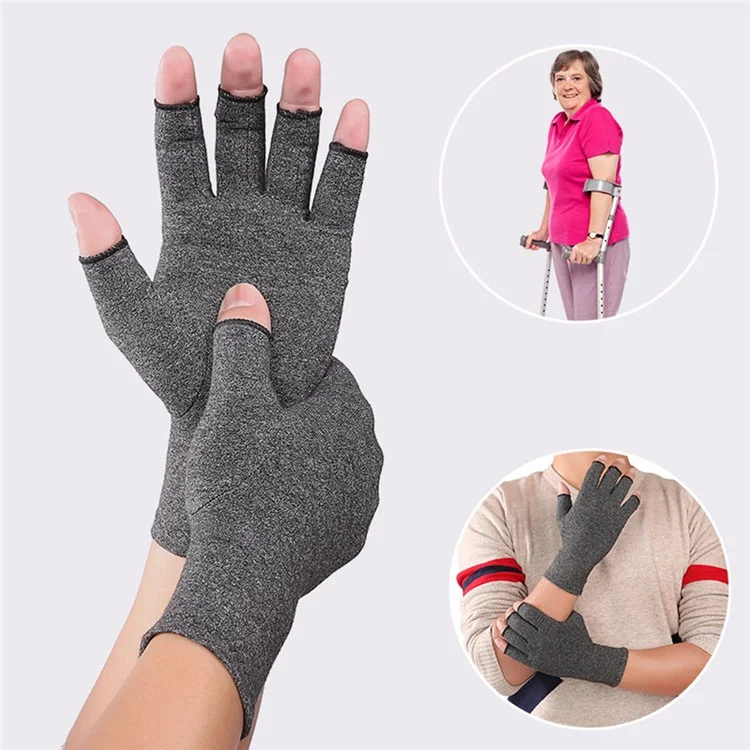 KYNCILOR A0045 One Pair Compression Arthritis Gloves Men's Women's Fingerless Gloves Hand Protector Gloves for Computer Typing and Daily Work Relieve Pain from Rheumatoid, RSI, Carpal Tunnel - L