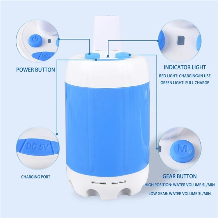 Chuveiro elétrico a bateria de 4000mAh para acampamento, portátil, com bomba para uso ao ar livre, para trilhas e viagens
