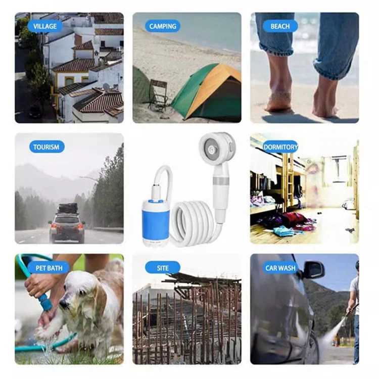 Chuveiro elétrico a bateria de 4000mAh para acampamento, portátil, com bomba para uso ao ar livre, para trilhas e viagens