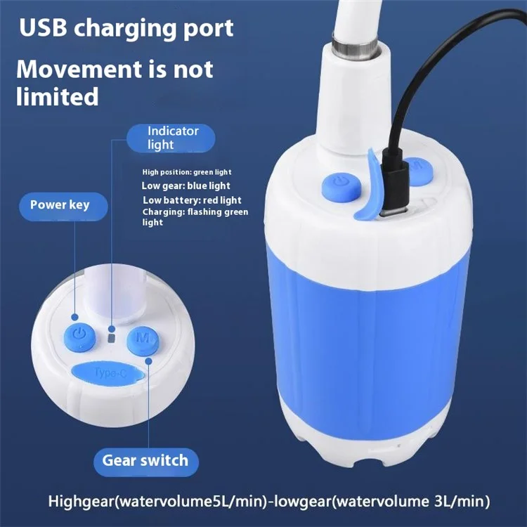 Chuveiro elétrico a bateria de 4000mAh para acampamento, portátil, com bomba para uso ao ar livre, para trilhas e viagens
