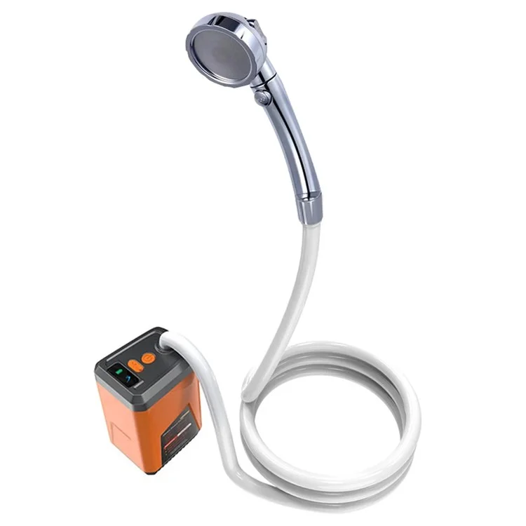 Portable Electric Shower Rechargeable with Intelligent Digital Display for Camping, Hiking - Orange / 3 Spray Modes