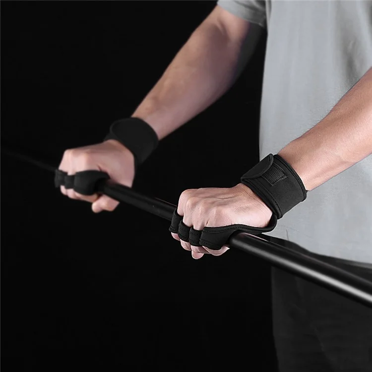 Kyncilor A0051 Ein Paar Übungshandschuhe Halbfinger-trainingspalle Anti-rutsch-silikonpolsterpalme Für Gewichtsheben, Powerlifting, Klimmzüge, Cross-Training, Reiten - Schwarz // l