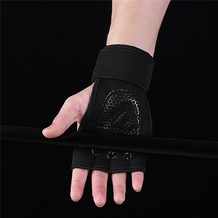 KYNCILOR A0051 One Pair Exercise Gloves Half Finger Workout Gloves Anti-slip Silicone Padding Palm for Weight Lifting, Powerlifting, Pull-Ups, Cross-Training, Riding - Black//L