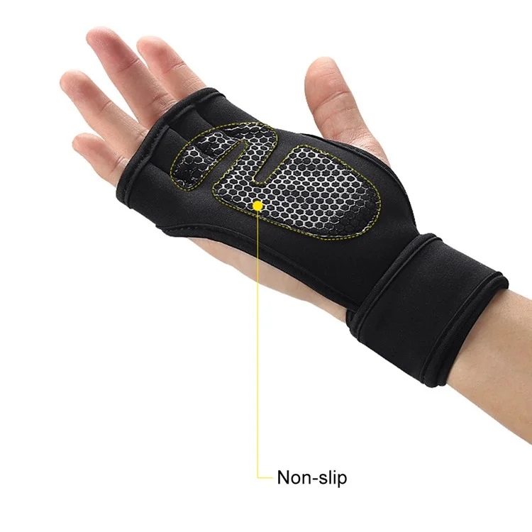 KYNCILOR A0051 One Pair Exercise Gloves Half Finger Workout Gloves Anti-slip Silicone Padding Palm for Weight Lifting, Powerlifting, Pull-Ups, Cross-Training, Riding - Black//L
