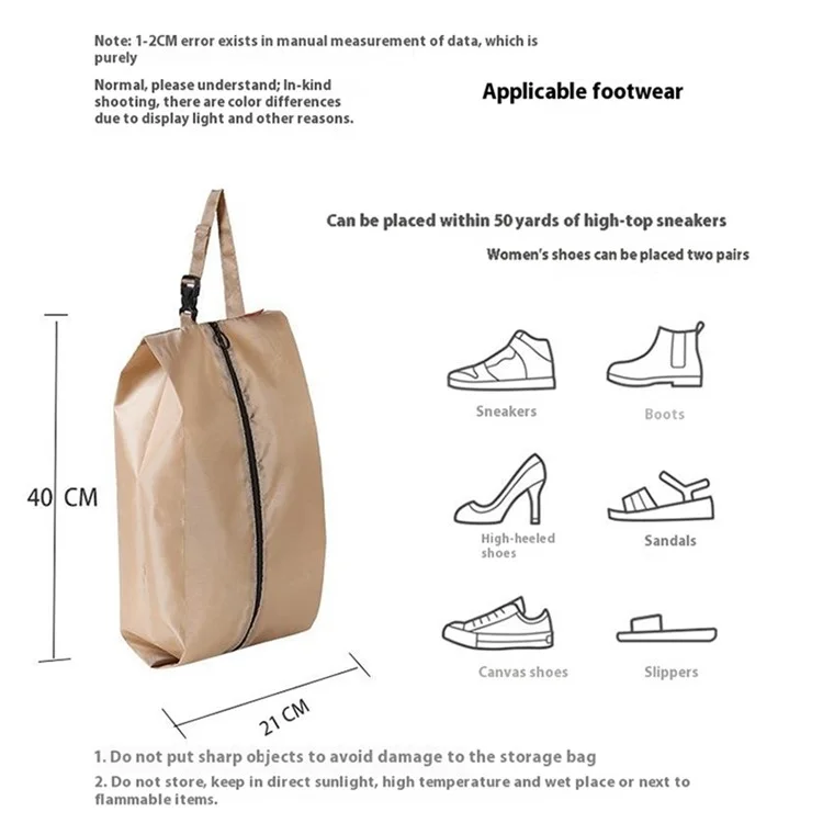 AOTU AT9010 Scarpe da Viaggio Outdoor Borsa per Scarpe Oxford Tela Sneakers Sandali Borsa da Trasporto - Kaki