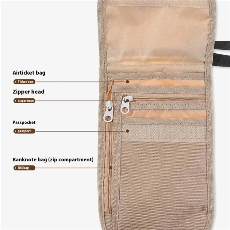 AOTU AT6938 Nylon Phone Passport Cartes de Rangement Sac de Rangement Extérieur Sac à Bandoulière Suspendu - Kaki