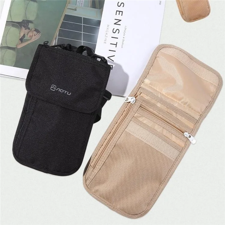 AOTU AT6938 Nylon Phone Passport Cartes de Rangement Sac de Rangement Extérieur Sac à Bandoulière Suspendu - Kaki