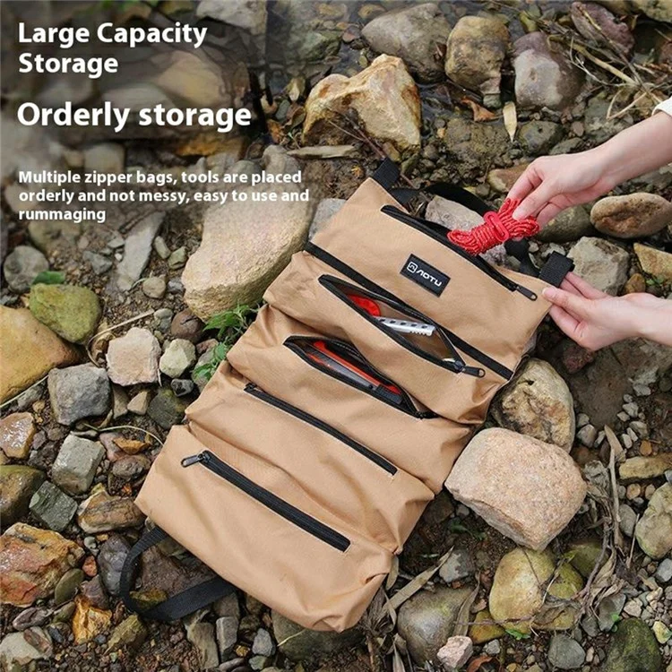 AOTU AT6944 Camping Tool Roll Sac Oxford Tissu Outils Organisateur Rol Up Storage Pouche - Kaki