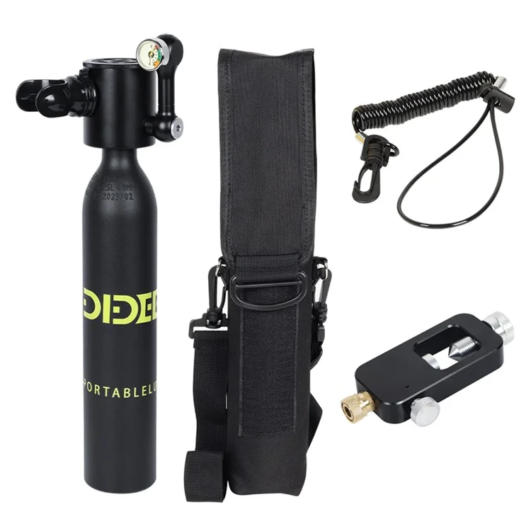 Dideep X3000pro 5-10 Minuten Tauchen 0,5 l Mini-lungenlufttank Mit Standardadapter + Anti-lanyard-kit-set, Style B - Schwarz