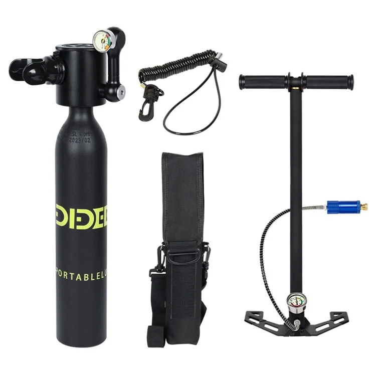 Dideep X3000pro 5-10 Min Tauchen 0,5 l Mini Lungenlufttankkit Set Mit Hochdruckpumpe + Anti-lanyard, Stil c. - Schwarz