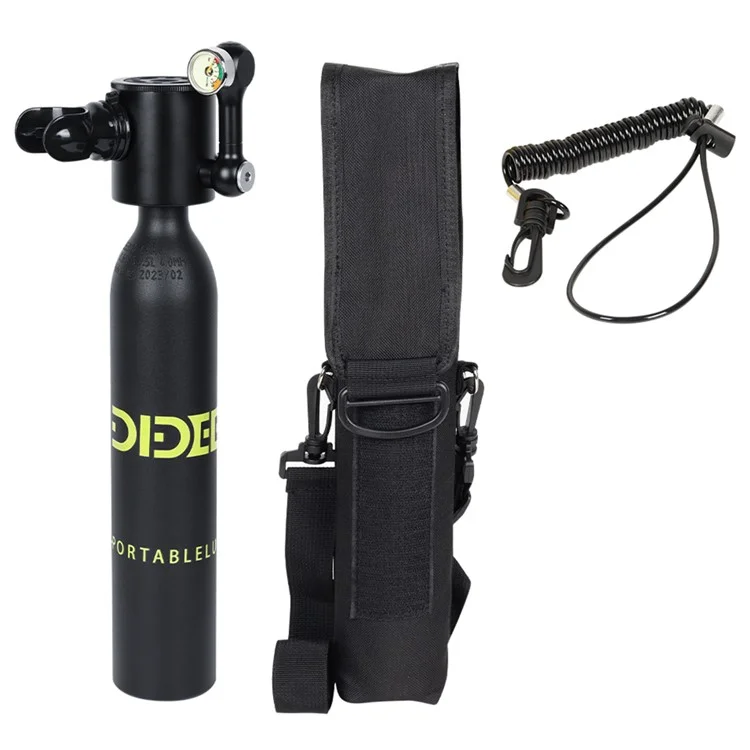DIDEEP X3000Pro Tanque de Buceo Mini de 0,5L con Bomba de Alta Presión, Cordón Antideslizante, Bolsa de Almacenamiento - Negro