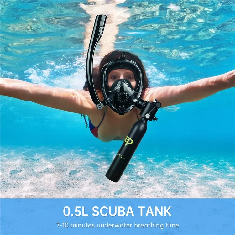 DIDEEP X3000Plus 0.5L Scuba Diving Tank with Pump, Snorkel Mask Breathing Tube - Yellow