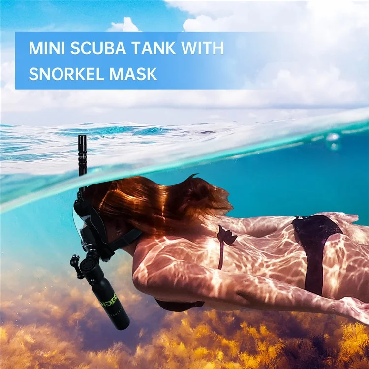 DIDEEP X3000Plus 0.5L Scuba Diving Tank with Pump, Snorkel Mask Breathing Tube - Yellow