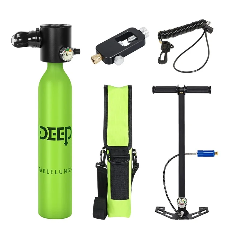DIDEEP X3000 0.5L Mini Tanque de Buceo Con Bomba de Alta Presión, Adaptador, Cordón Anti-perdido, Bolsa de Almacenamiento - Verde